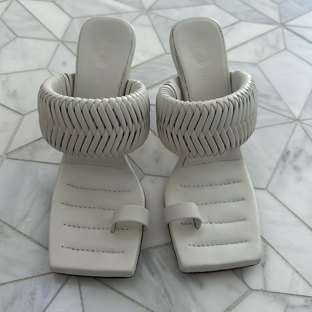 Gia x RHW Woven Leather Toe-Loop Mules